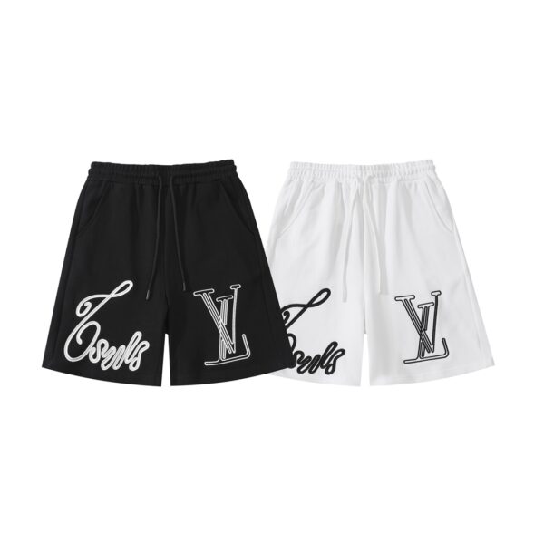06b81833.jpg LV Shorts Black Script Embroidery