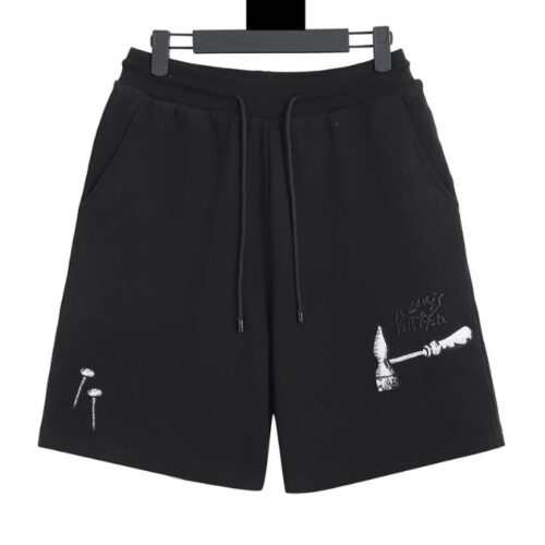 LV Shorts Black Embroidered Tools