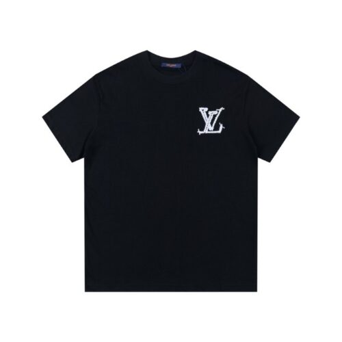 LV T-shirt Black White Logo