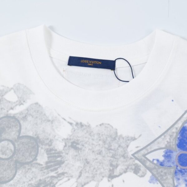 LV T-shirt White Blue Print