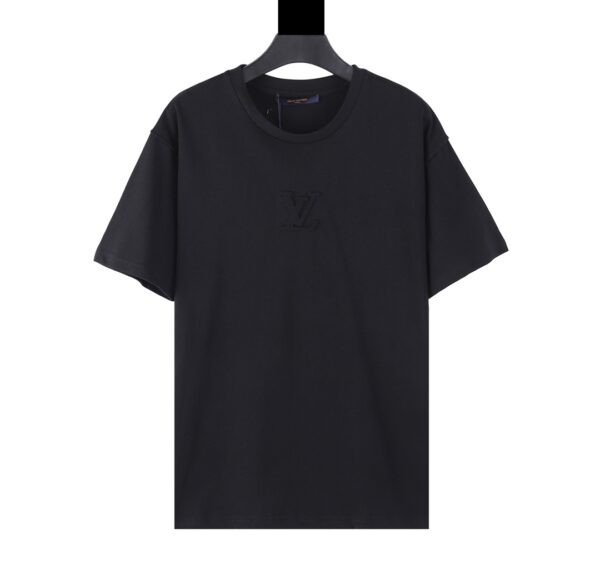 LV T-shirt Black Embroidered Logo
