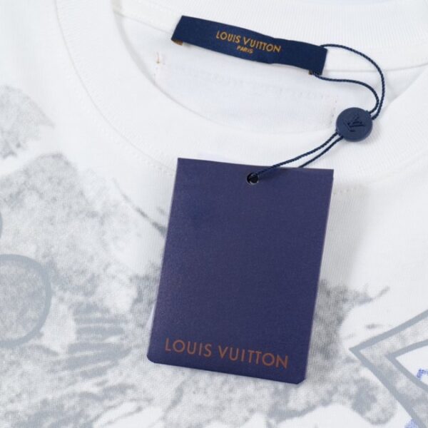 LV T-shirt White Blue Print