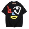 LV T-shirt Black Colorful Face