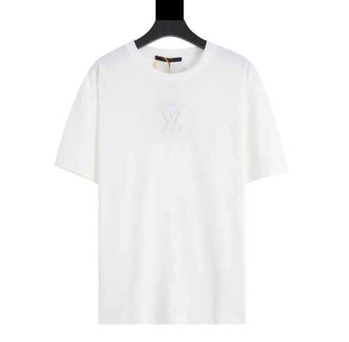 LV T-shirt White Embroidered Logo