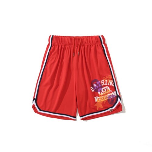 BP Shorts Busy Works Striped Trim Red